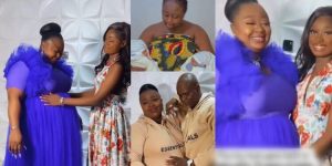 Lady Celebrates As Her Mum Welcomes Twins After 20 Years Of Being The Only Child (Video)