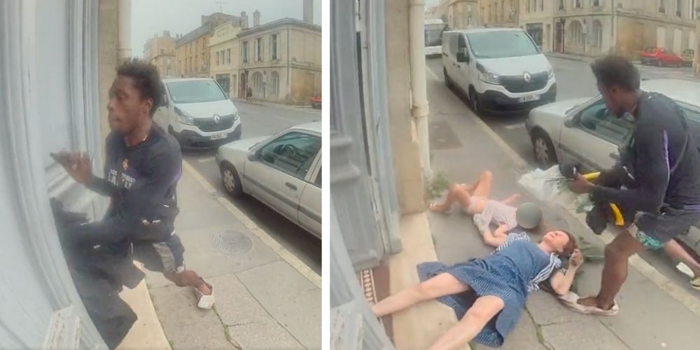 BREAKING: Shocking footage of African man brutally attacking woman and little girl in Bordeaux, France