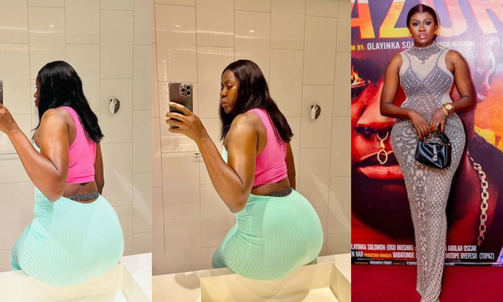 “Always advertising your yansh” – Reactions as actress Olayinka Solomon flaunt her huge backside