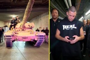 ‘Jake by KO’ – Fans thrilled as Jake Paul arrives in a ‘GTA’ tank, while Nate Diaz strolls into arena on his phone without a care in the world