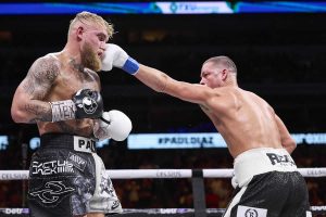 Best Shots: Jake Paul scores decision against Nate Diaz in 10-round boxing bout