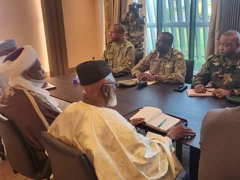 Abdulsalami, the Sultan of Sokoto and other eminent Nigerians with the leaders of the military junta in Niger Republic yesterday