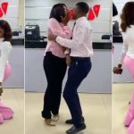 Watch trending video as Nigerian bank workers get into romantic show at office