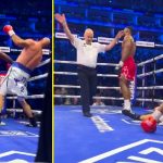 Ringside footage shows Anthony Joshua’s vicious one-punch KO of Robert Helenius in all its glory