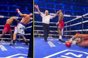 Ringside footage shows Anthony Joshua’s vicious one-punch KO of Robert Helenius in all its glory