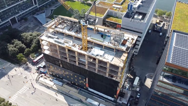 PCL tops off $150M Toronto mass timber building