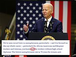 White House ALTERS Biden transcript to clean up gaffe implying African American and Hispanic workers don’t have ‘high school diplomas’