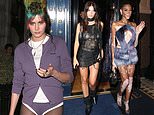 Bleary-eyed Cara Delevingne sports laddered tights as she, Emily Ratajkowski and Winnie Harlow lead the stars departing after celebrating well into the night at the Vogue World afterparty