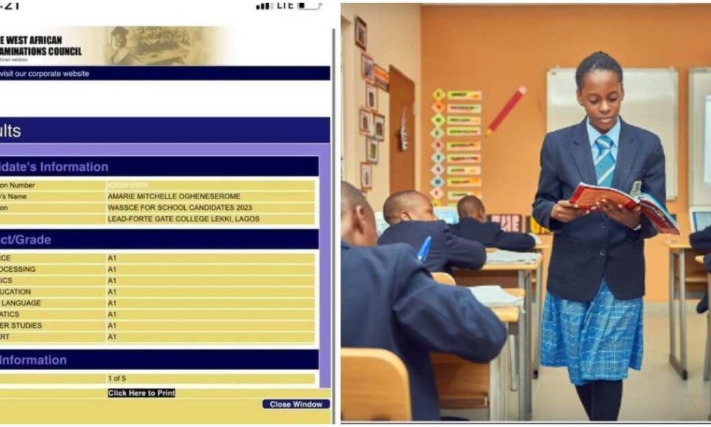 WAEC 2023: Lekki Schoolgirl’s Result Emerges on Social Media, Her Stellar Score in Each Subject Stuns Many