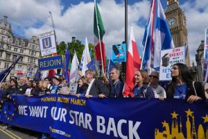 Pro-EU supporters rally in London for Britain to rejoin bloc