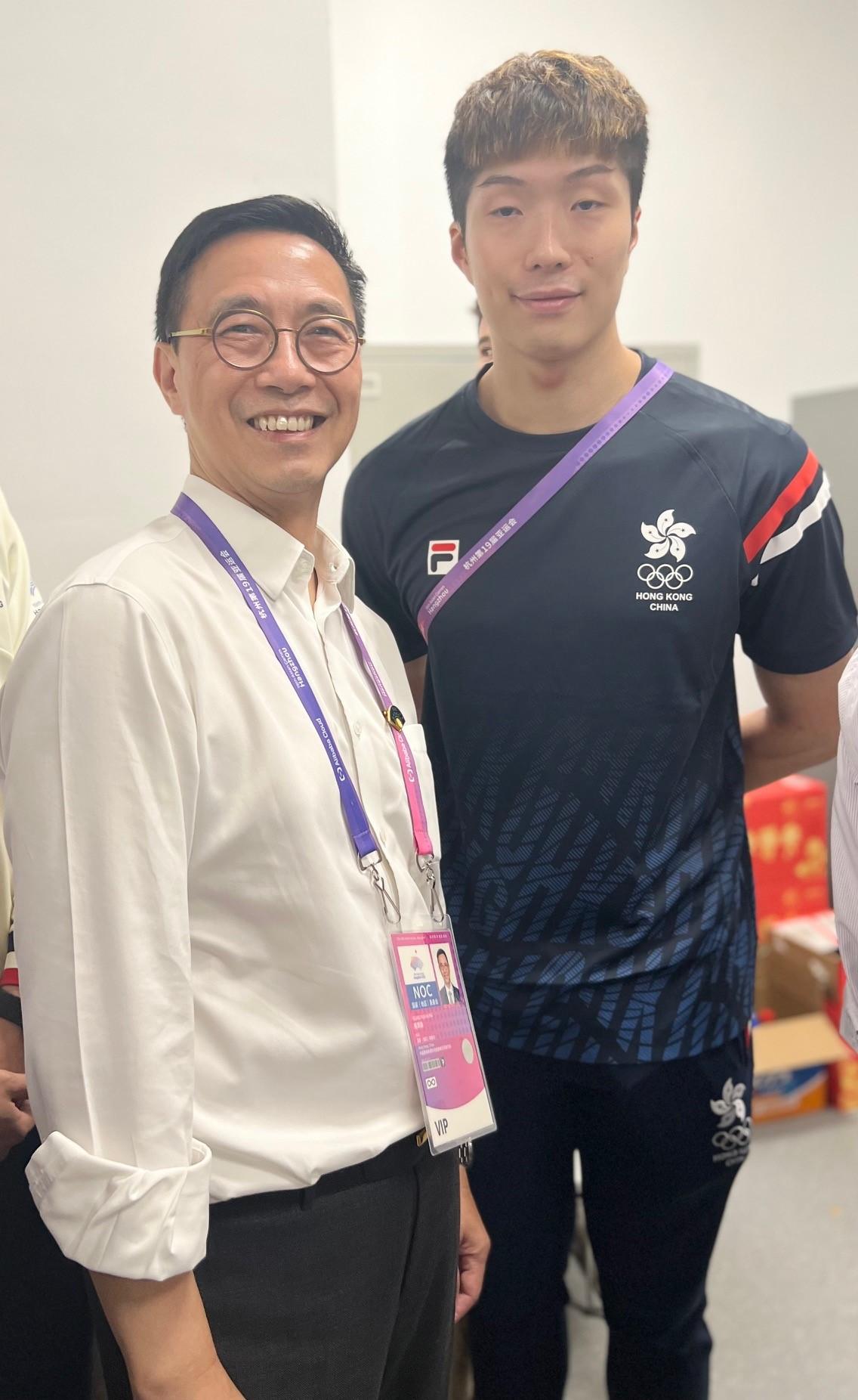 SCST congratulates Cheung Ka-long on winning gold medal, Ryan Choi and Vivian Kong on each winning bronze medal in Asian Games (with photo)