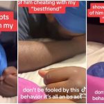 Lady films boyfriend’s reaction after presenting him evidence of his affair with her best friend (Video)