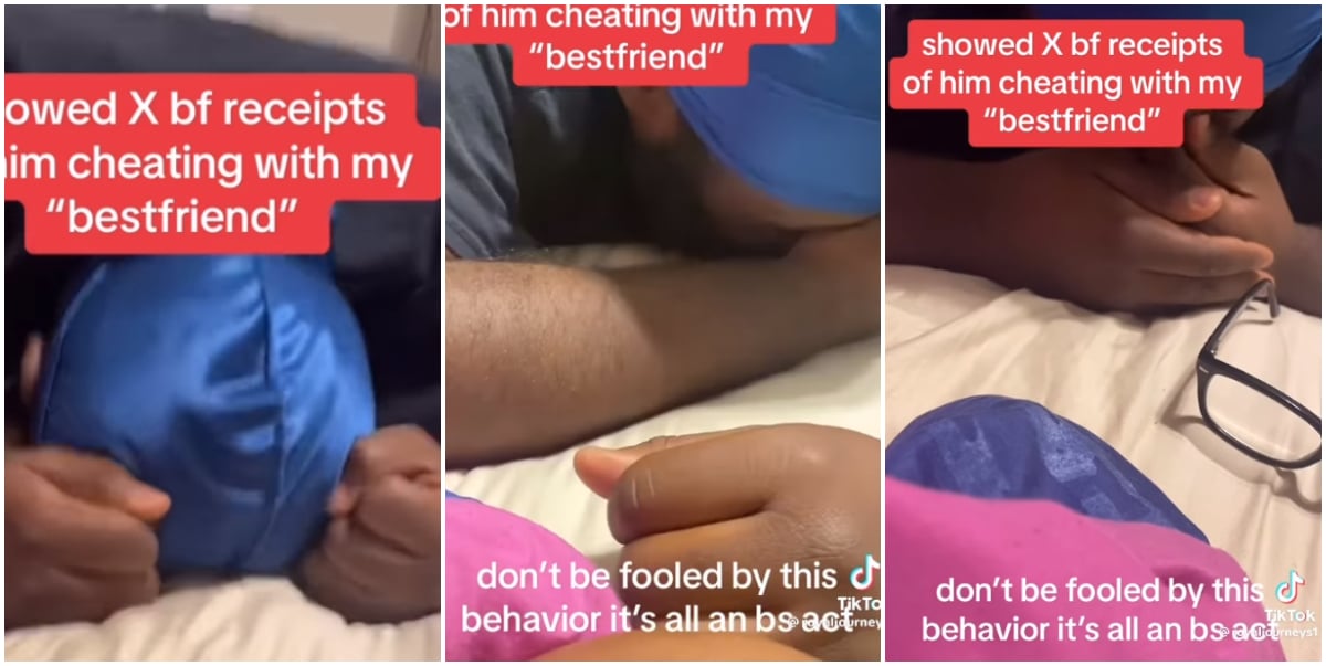 Lady films boyfriend’s reaction after presenting him evidence of his affair with her best friend (Video)