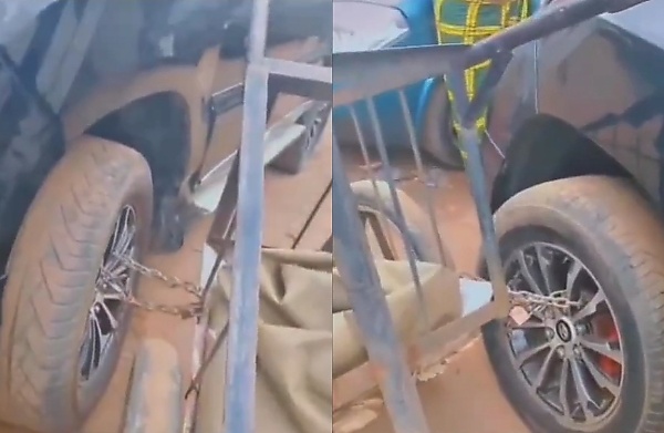 A 2-wheel Cart Chained To The Wheels Of Toyota Prado Has Divided Opinions Amongst Netizens