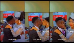 Trending video of a groom whose face got smeared by his wife’s make up after kissing at their civil wedding ceremony