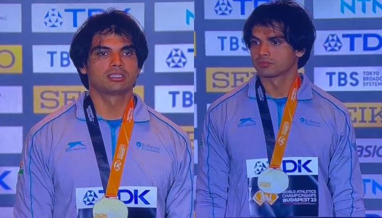 Neeraj Chopra gets emotional during medal ceremony at World Athletics Championships