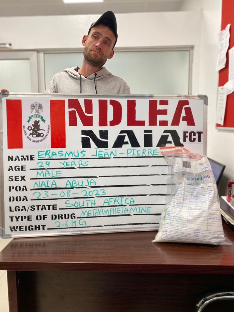 South African in NDLEA net for attempting to export meth through Abuja