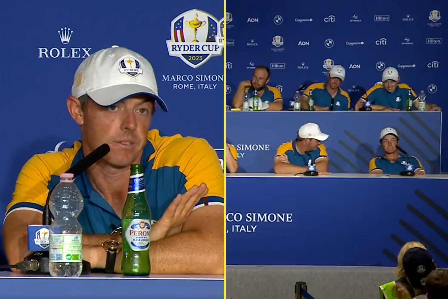 Rory McIlroy bangs table and gets applause from press for bold 2025 Ryder Cup prediction