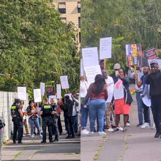 Peaceful Ghanaian Protesters Clash With NPP Goons During #OccupyJulorbiHouse In Germany (Video)