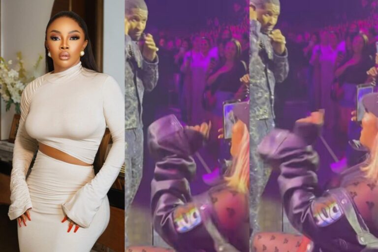 Toke Makinwa Loses Her Home Training As She Attends Usher’s Show In Paris [Video]