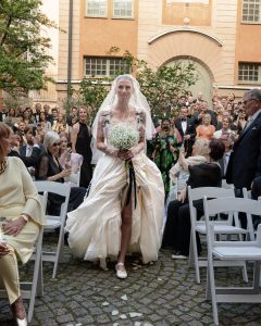 This Scandi Vogue Editor Wore a Custom Corset Gown and Miu Miu Ballet Flats for Her Stockholm Wedding