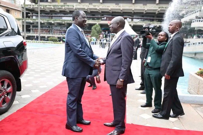 Gachagua, Raila exchange handshake after vowing ‘never’ to