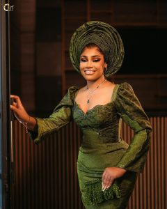 Go Green and Elegant For Your Yoruba Trad With This Beauty Look