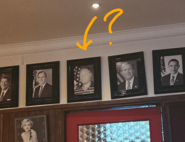 Who is this guy hanging next to all the US presidents at this “American” restaurant