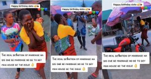 “Best birthday ever”: Husband surprises wife who’s a roadside food seller