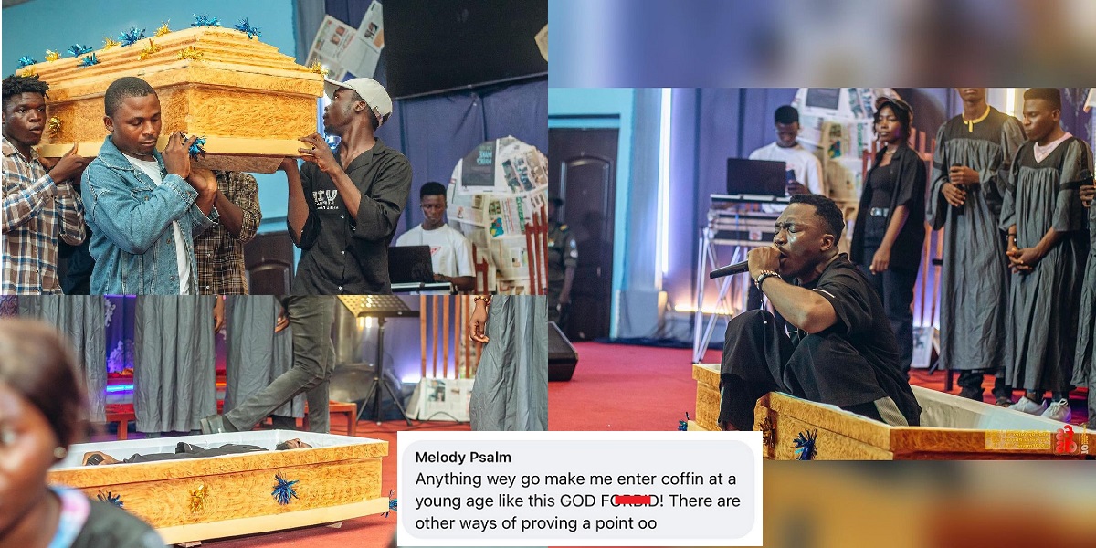 Gospel singer causes a stir as he arrives church service in a coffin (photos)