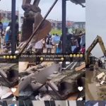 Residents weep as Lagos state govt demolish their properties blocking water channels in Ikota (videos)