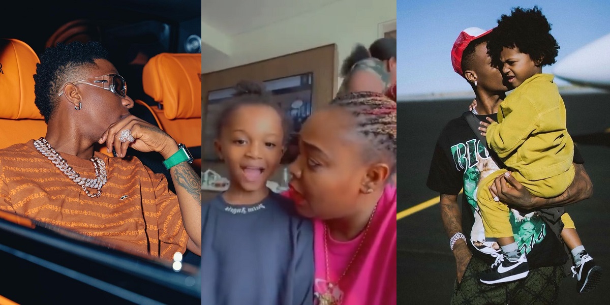 “I don’t eat that!” – Wizkid’s son Zion rejects pounded yam and amala, says he prefers chips and nuggets (video)