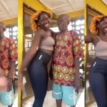 Watch viral video of a lady goofing around with her lover, who is old enough to be her grandfather – Money is everything.