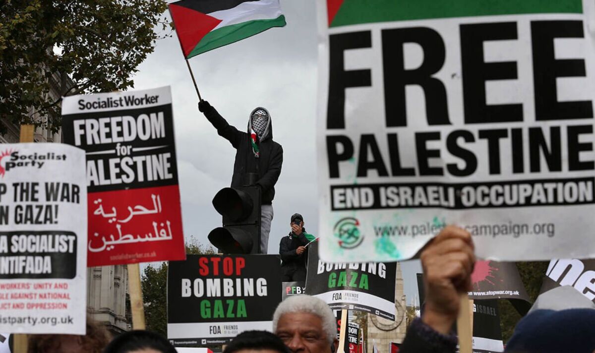 Moment pro-Palestine protesters fight among themselves over Pride flag at march