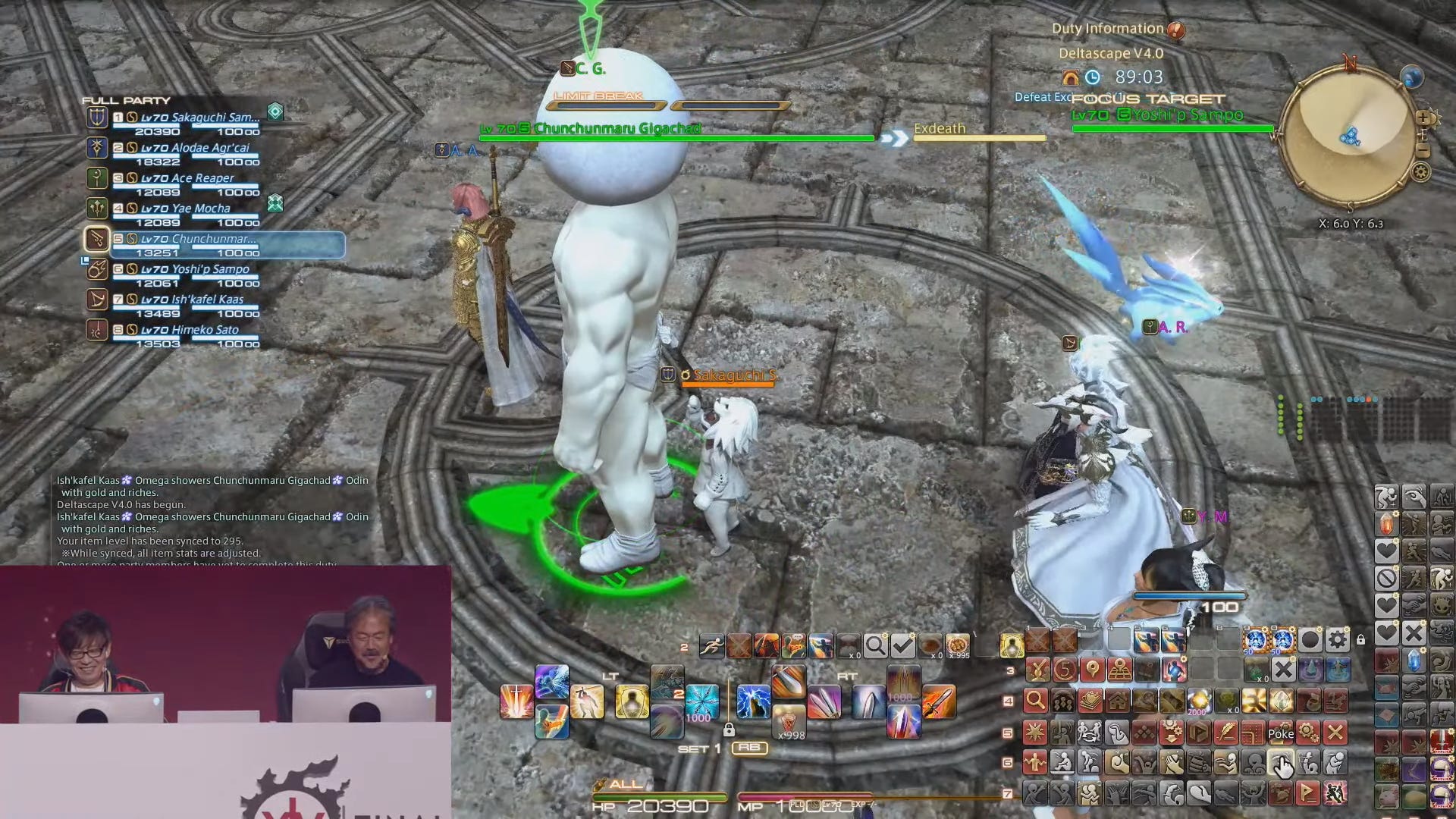 Watch Final Fantasy’s creator grief XIV director Yoshi-P, get crushed by iconic series bosses and poke a gigachad in the arse