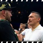 Tyson Fury faces off Oleksandr Usyk in the ring after Francis Ngannou fight