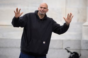 John Fetterman choked up during a hearing discussing how transcription technology changed his life following his stroke.