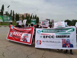 BREAKING: Protesters Storm Abuja Streets, Condemn Olukoyede’s Appointment as EFCC Chairman [PHOTO]