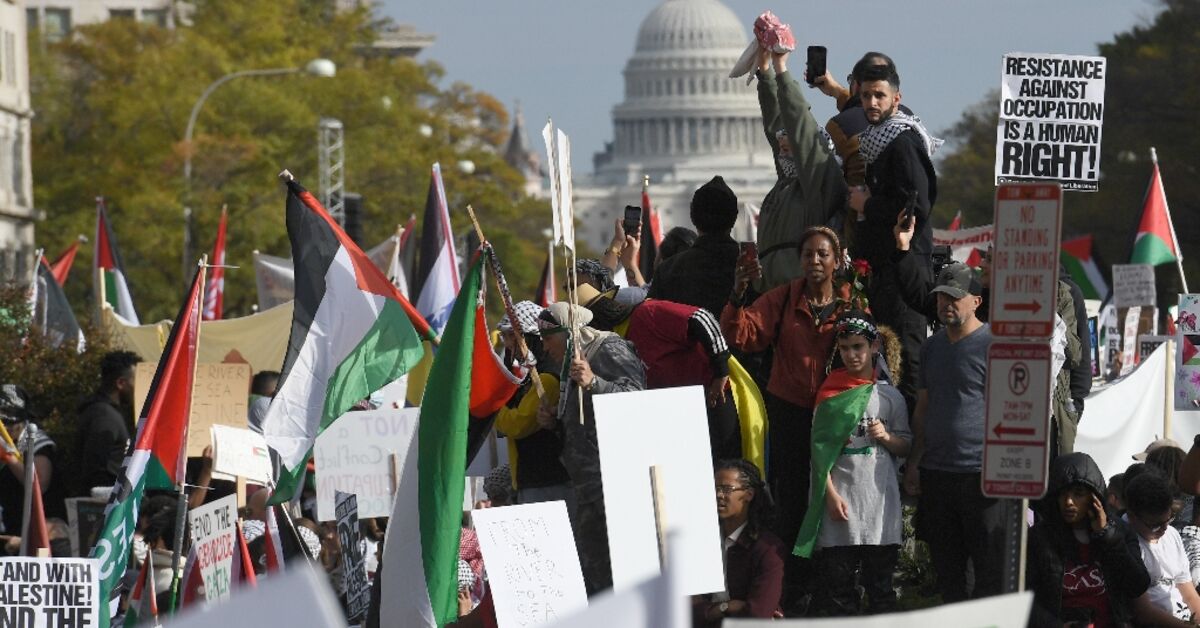 Protesters slam Biden at pro-Palestinian march in Washington