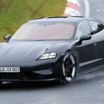 New Porsche Taycan facelift spied on the Nürburgring, revealing sharper visuals and updated headlights