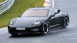 New Porsche Taycan facelift spied on the Nürburgring, revealing sharper visuals and updated headlights