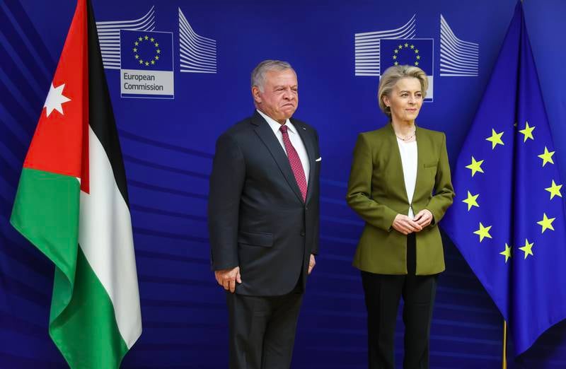 Jordan’s King Abdullah discusses Israel-Gaza war with EU’s Ursula von der Leyen