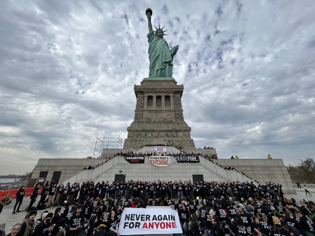 Jewish-led Activists Protest at Statue of Liberty, Demand a Ceasefire in Gaza