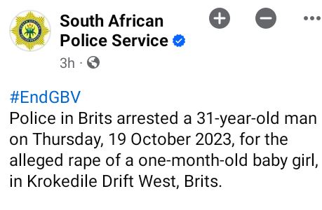 31-year-old Man Arrested For Allegedly R*ping His Newborn Daughter In South Africa