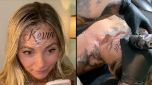 Influencer insists tattoo of boyfriend’s name on her forehead is real