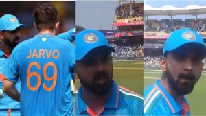 Cricket World Cup 2023: KL Rahul’s Angry Gesture Towards Pitch Invader Jarvo Goes Viral