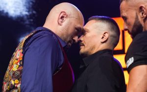 Tyson Fury vs Oleksandr Usyk heated faceoff, Sylvester Stallone in attendance