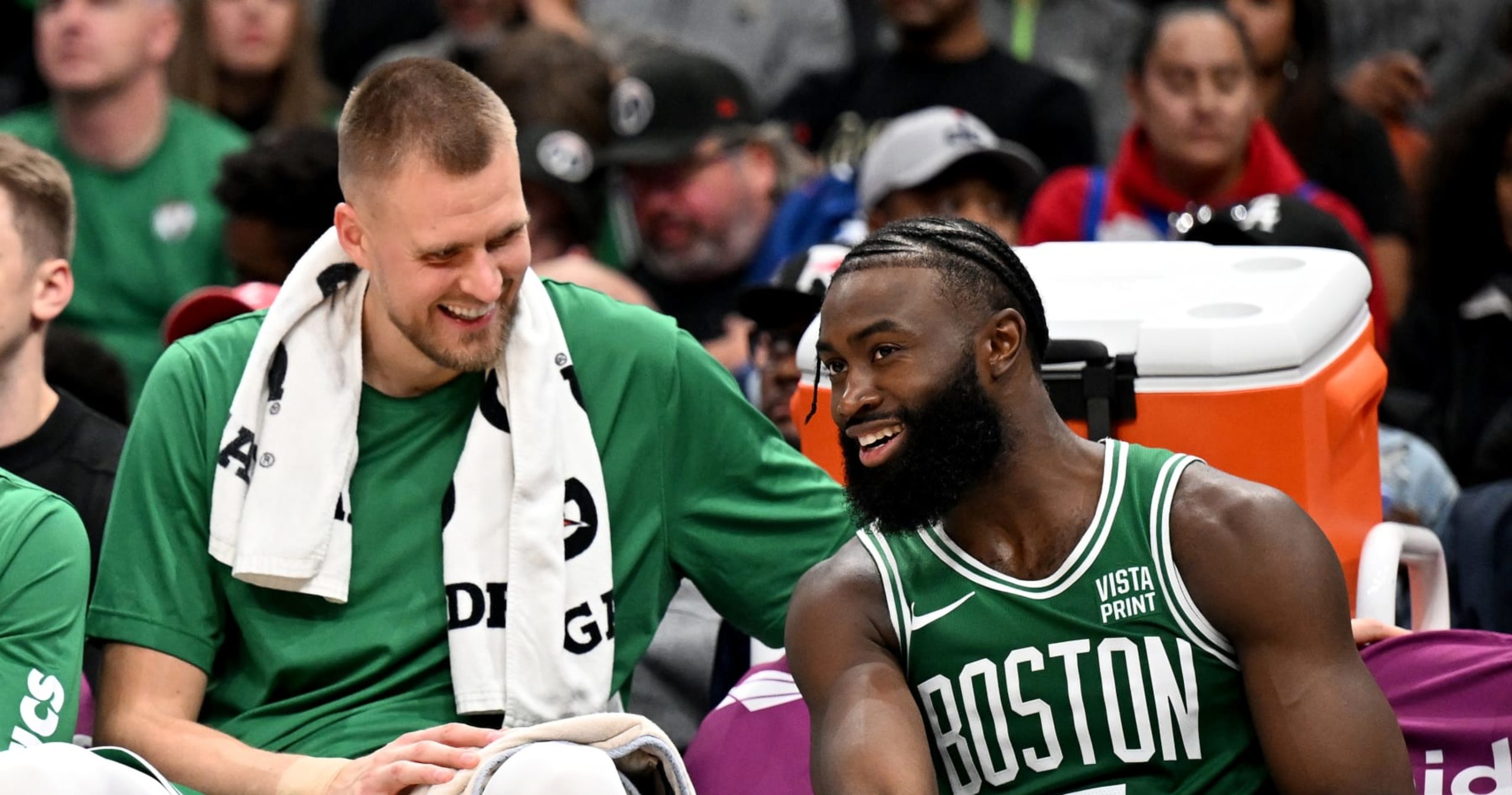 Celtics’ Kristaps Porziņģis, Jaylen Brown Out vs. 76ers With Knee Injury, Illness