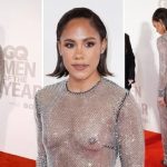 Sports presenter ALEX SCOTT goes braless in see-through dress at GQ Men of the Year awards (PHOTOs)