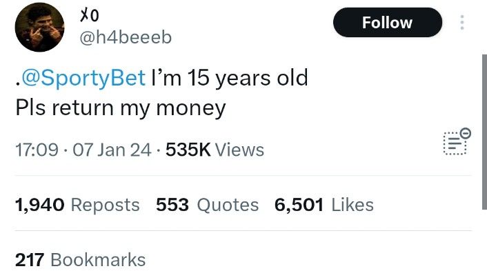 15-Yr Old Begs SportyBet To Return His Money